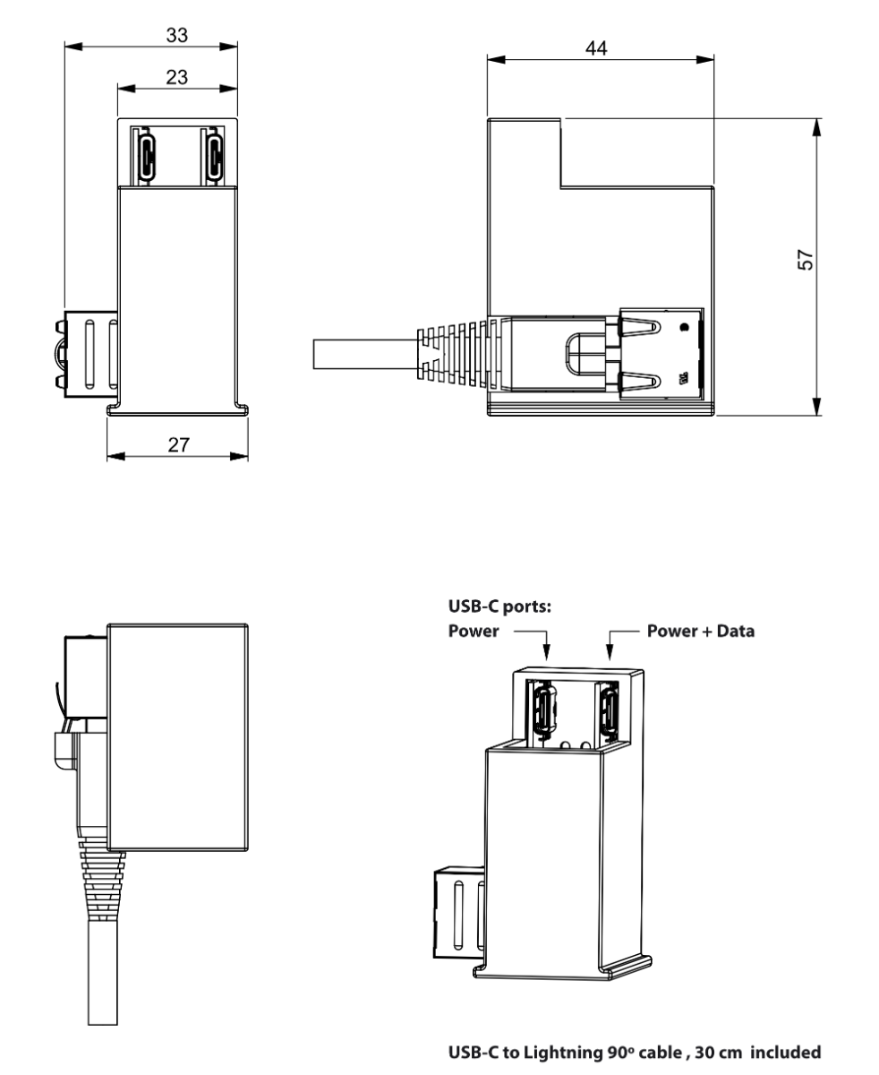 sCharge PoE Fit met Lightning connector